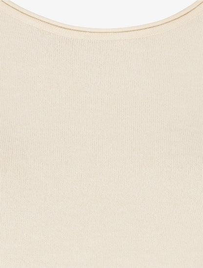 Pull fin en cachemire mélangée à col rond - Beige - 3