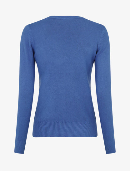 Pull en laine mélangée à col V - Bleu - 2
