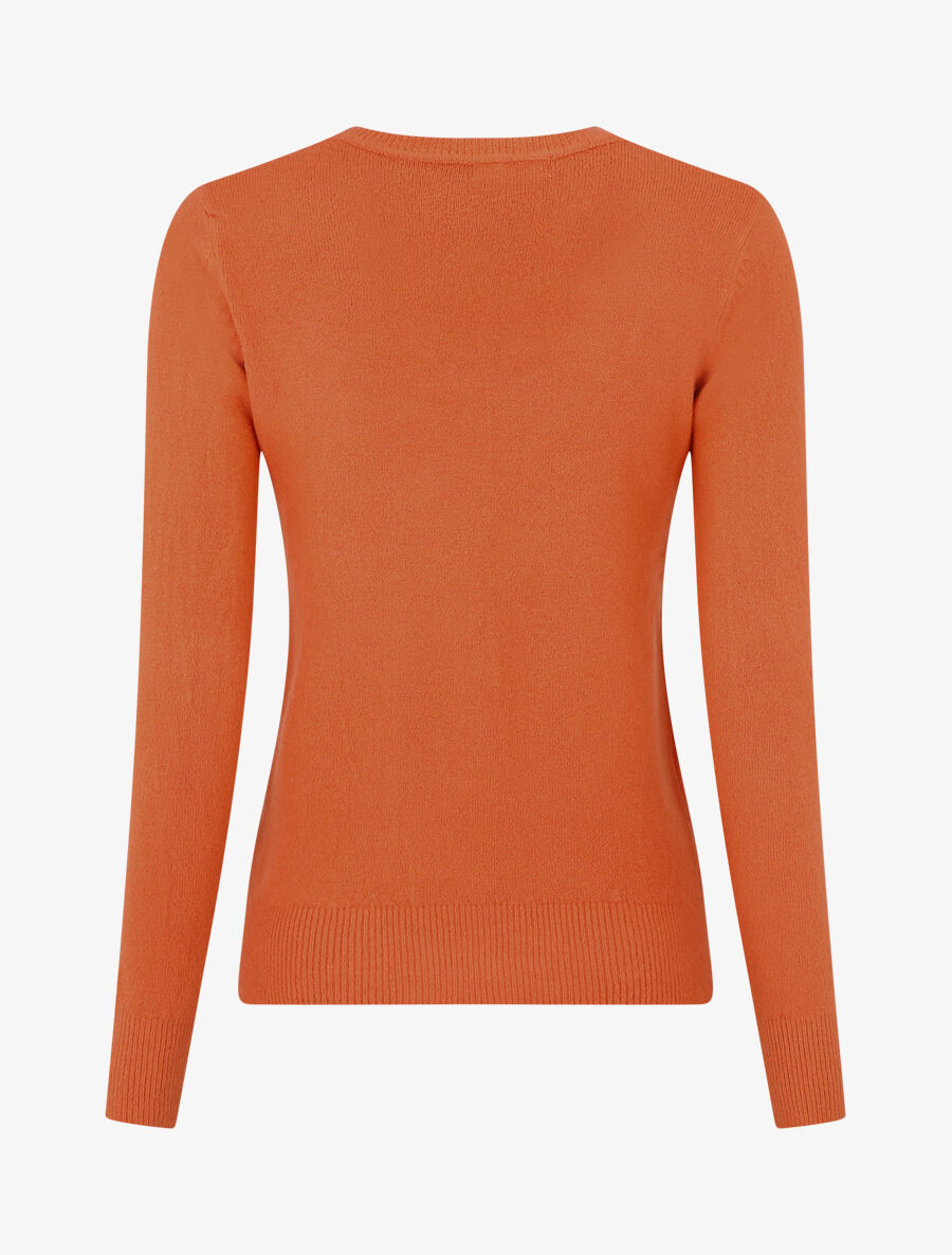 Pull en laine mélangée à col V - Corail - 2