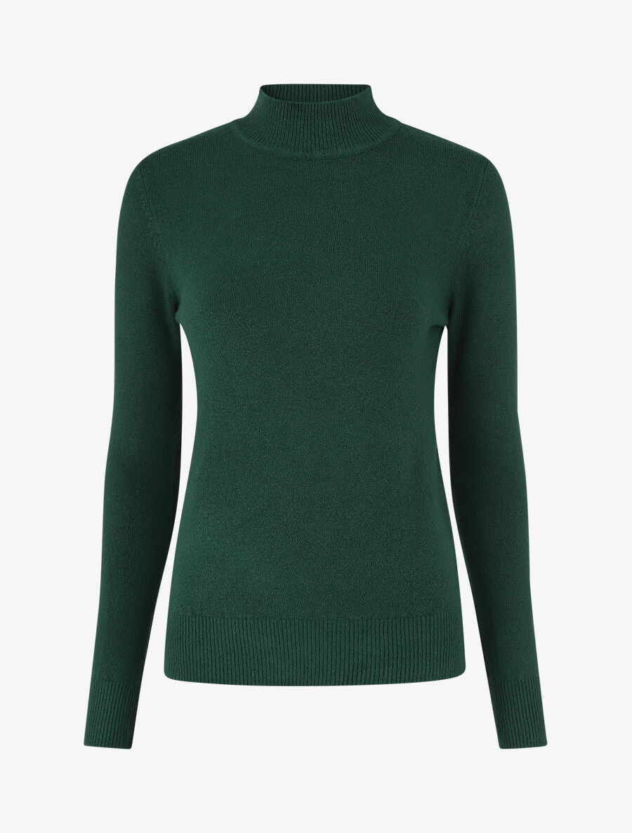 Pull col montant en cachemire mélangé - Vert bouteille - 1