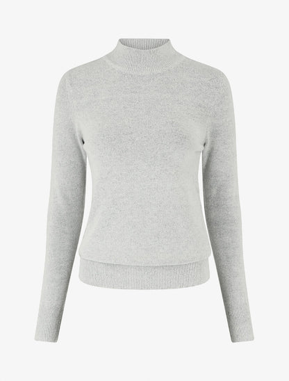 Pull col montant en cachemire mélangé - Gris clair - 5