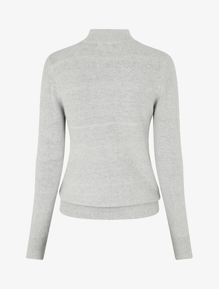 Pull col montant en cachemire mélangé - Gris clair - 2