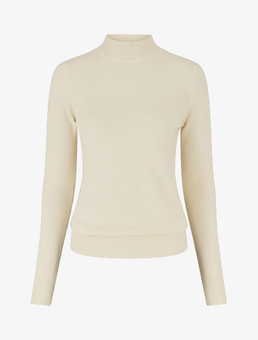 Pull col montant en cachemire mélangé - Beige - 5