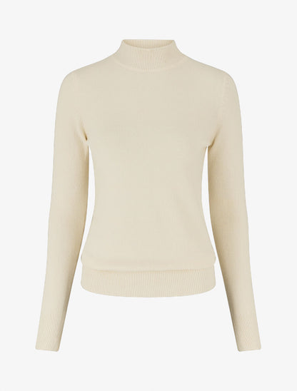 Pull col montant en cachemire mélangé - Beige - 5