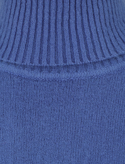 Pull col roulé en laine mélangée - Bleu - 3