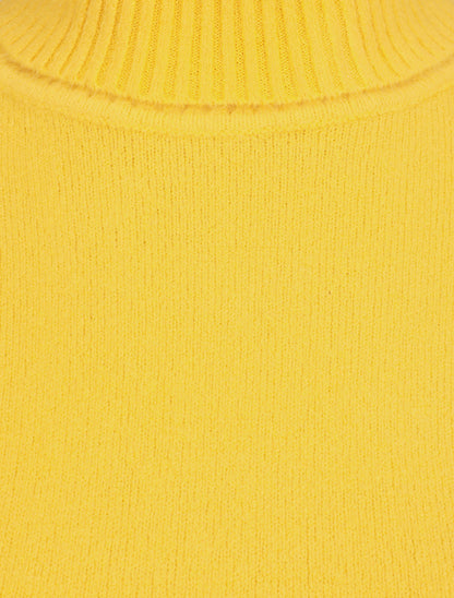 Pull col roulé en laine mélangée - Jaune - 3