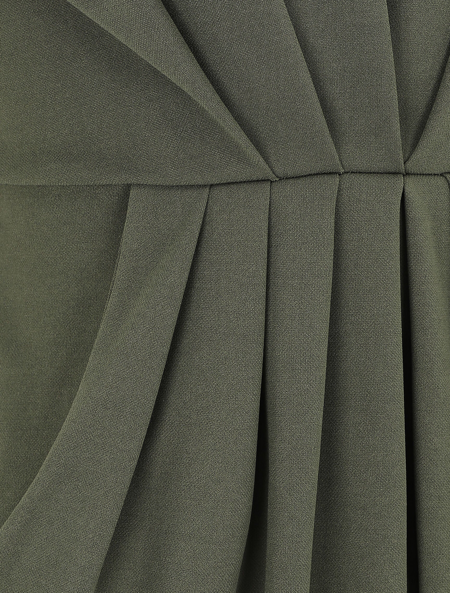 Robe droite effet drapé à col V - Kaki - 3