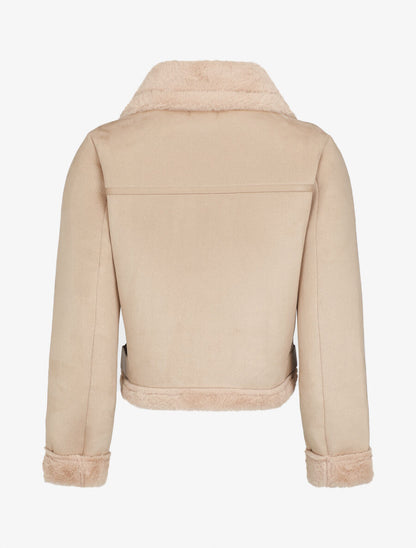 Bombardier court en suédine et fourrure - Beige - 2