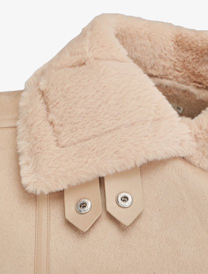 Bombardier court en suédine et fourrure - Beige - 3