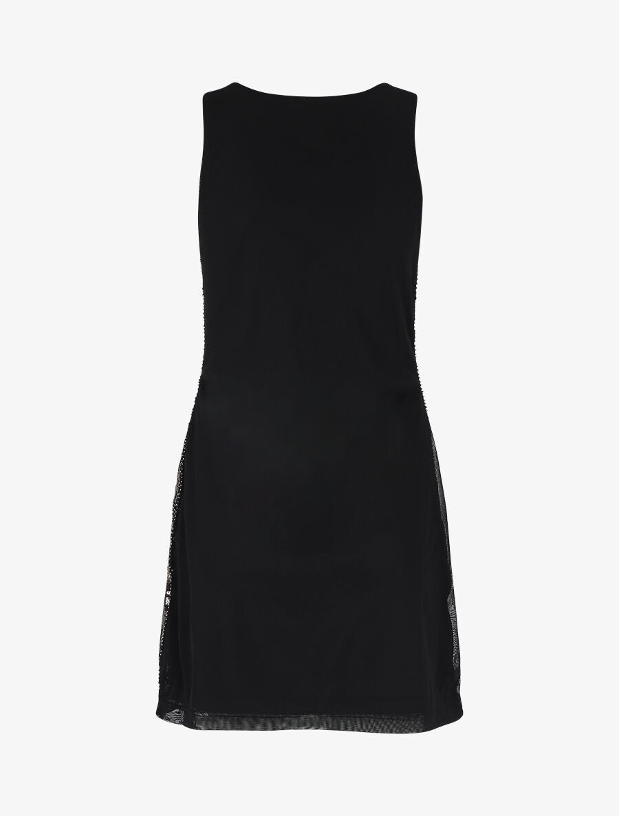 Robe courte sans manches à sequins - Noir - 2