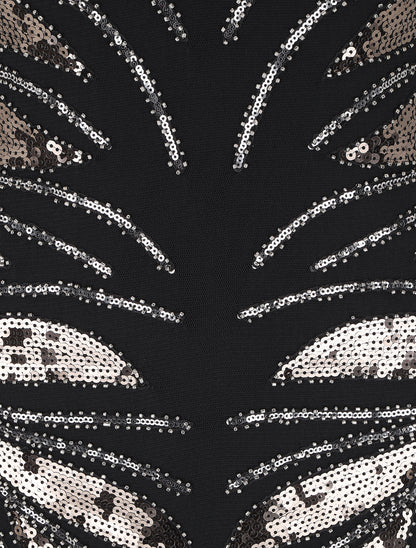 Robe courte sans manches à sequins - Noir - 3