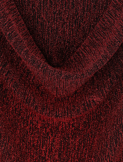 Robe moulante pailletée à col bénitier - Rouge - 3
