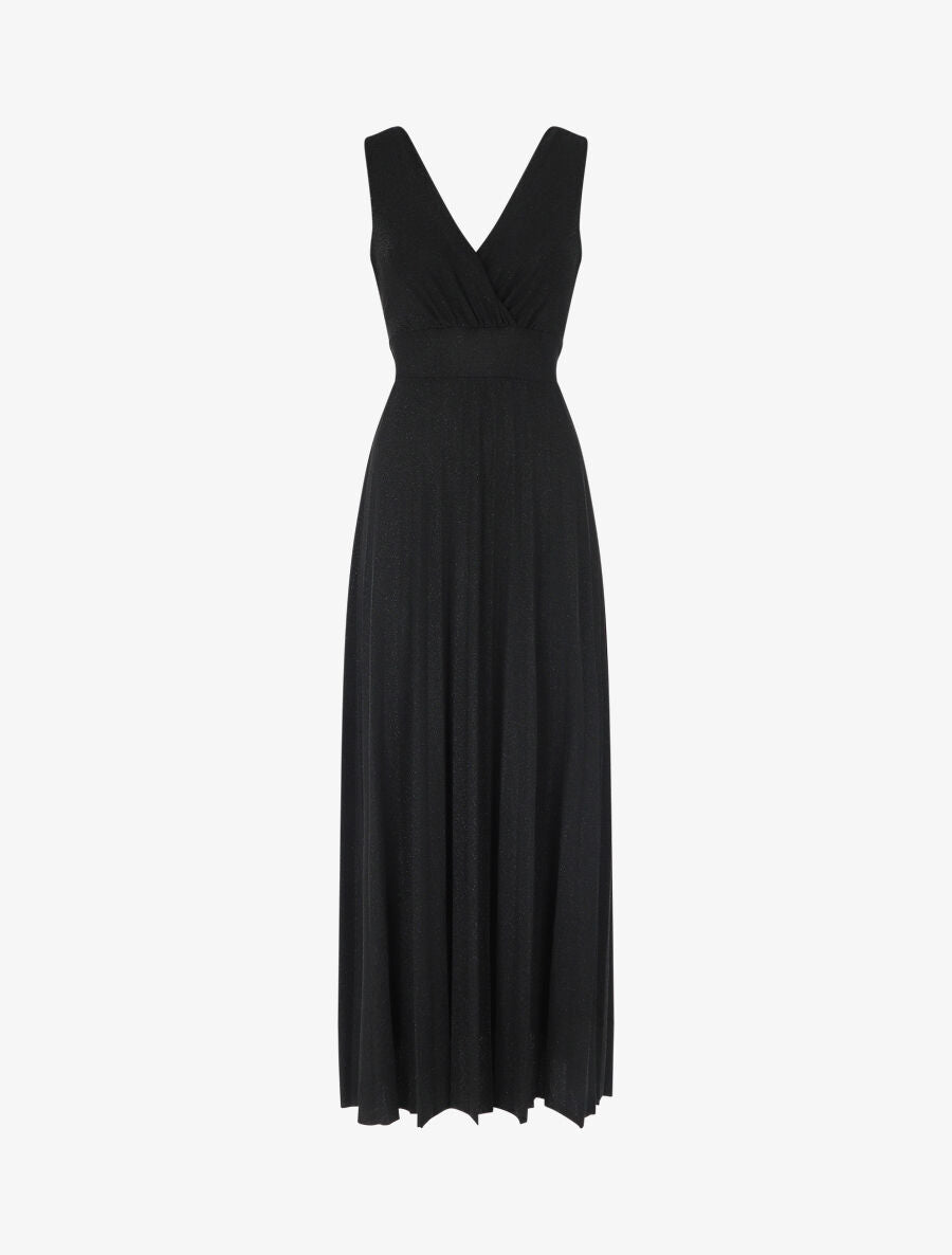 Robe longue irisée effet plissé - Noir - 5