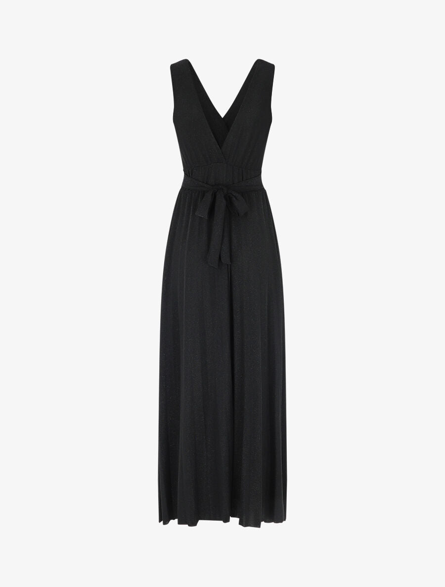 Robe longue irisée effet plissé - Noir - 2