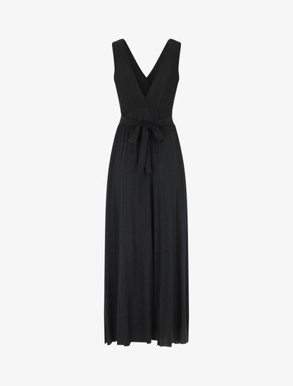 Robe longue irisée effet plissé - Noir - 2