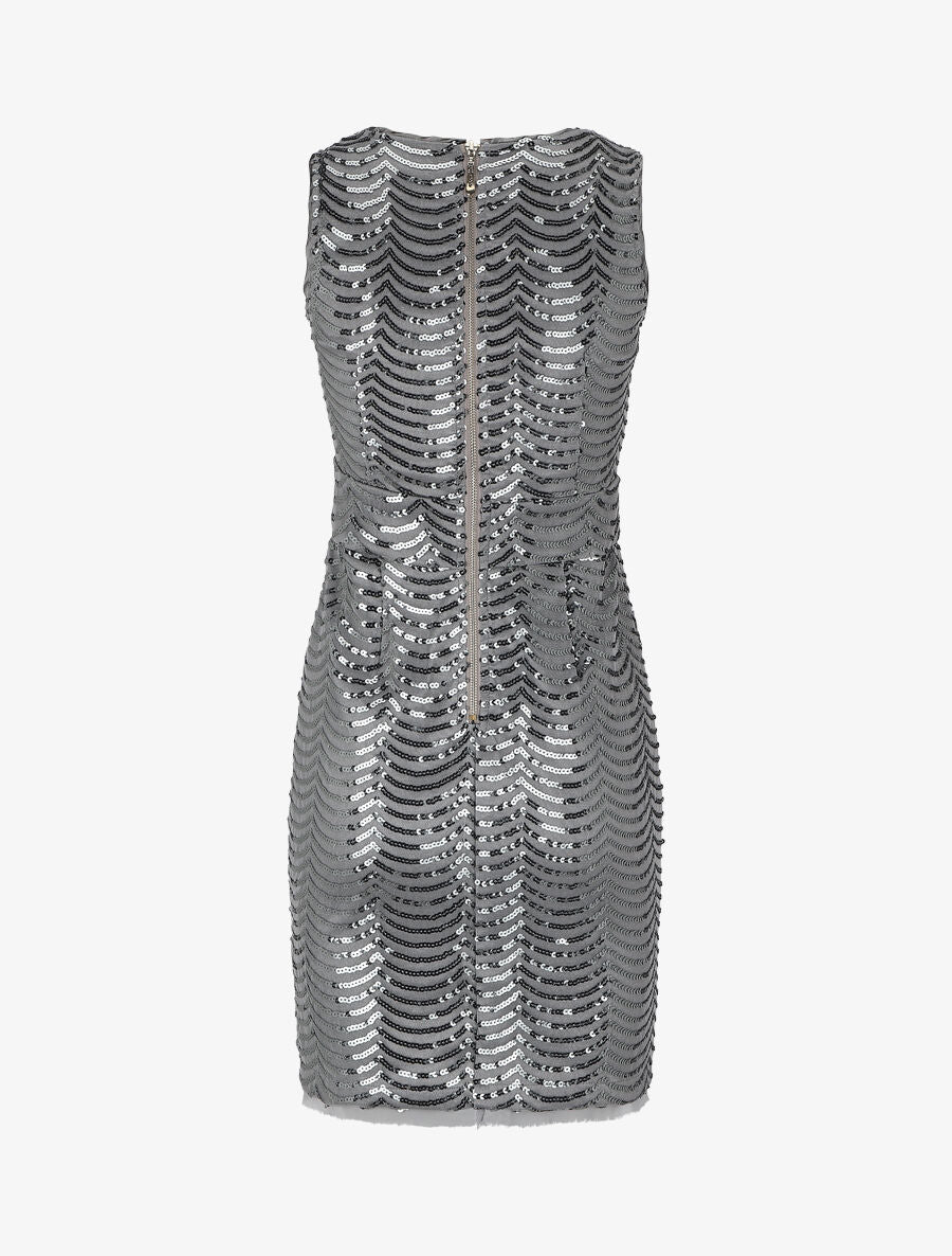 Robe mi-longue à sequins coupe moulante - Gris - 2