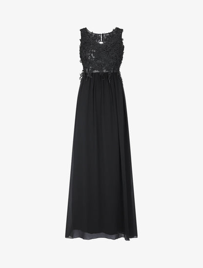 Robe longue à bustier en dentelle et dos nu - Noir - 5