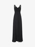 Robe longue à décolleté plissé - Noir - 1
