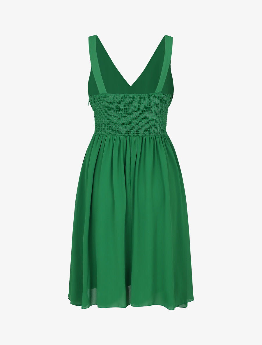 Robe unie col cache-coeur plissé - Vert - 2