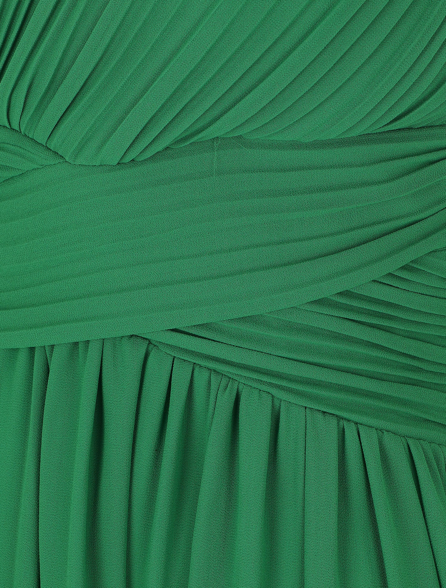 Robe unie col cache-coeur plissé - Vert - 3