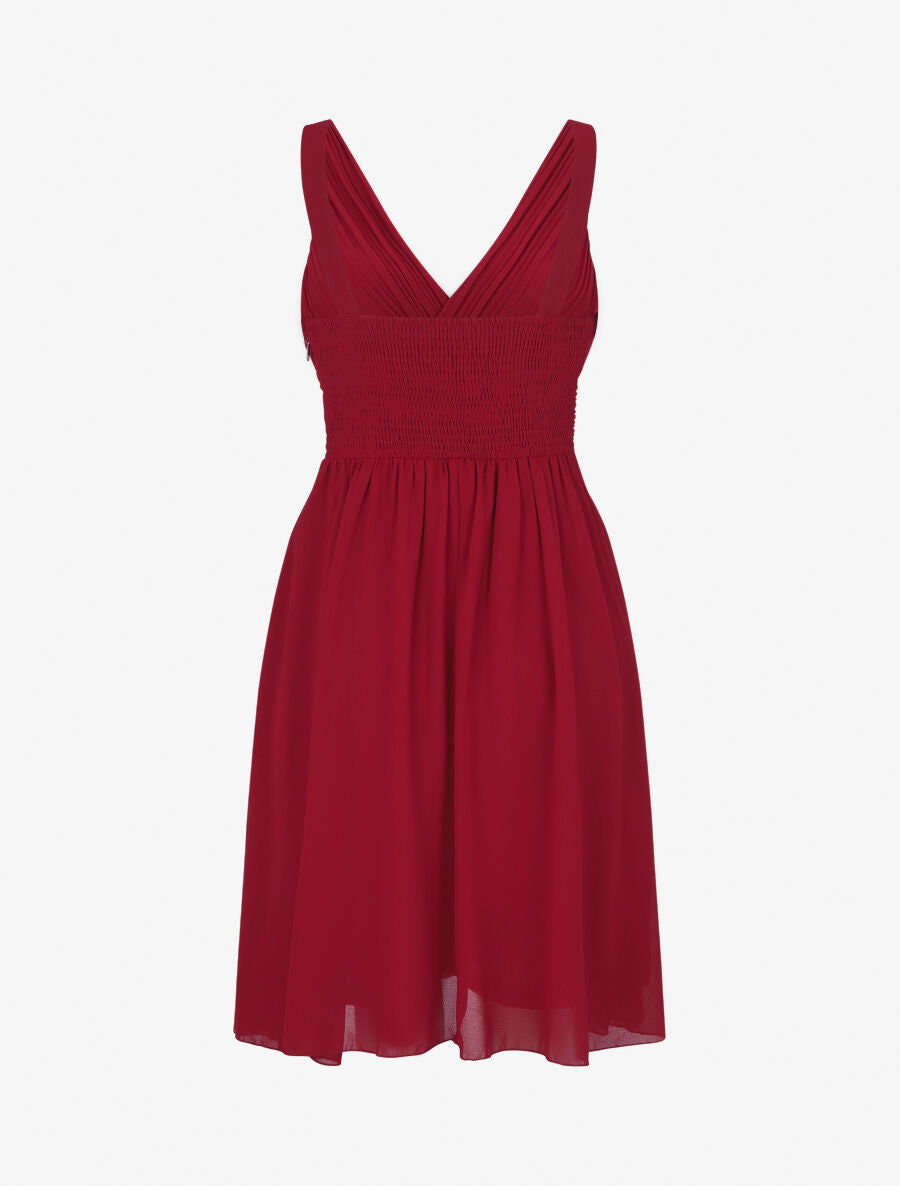 Robe unie col cache-coeur plissé - Bordeaux - 2