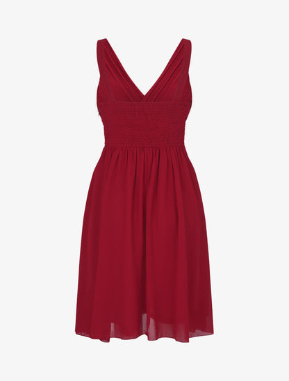 Robe unie col cache-coeur plissé - Bordeaux - 2