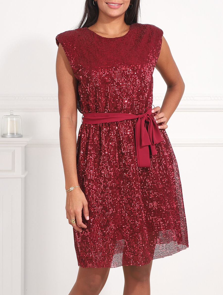 Robe sans manches à sequins - Bordeaux - 4
