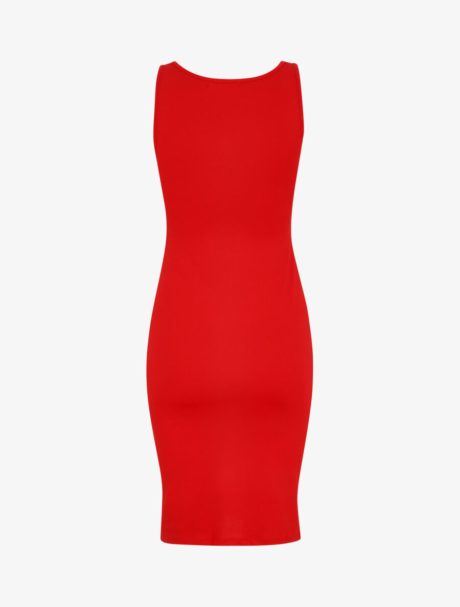 Robe mi-longue strech uni - Rouge - 2
