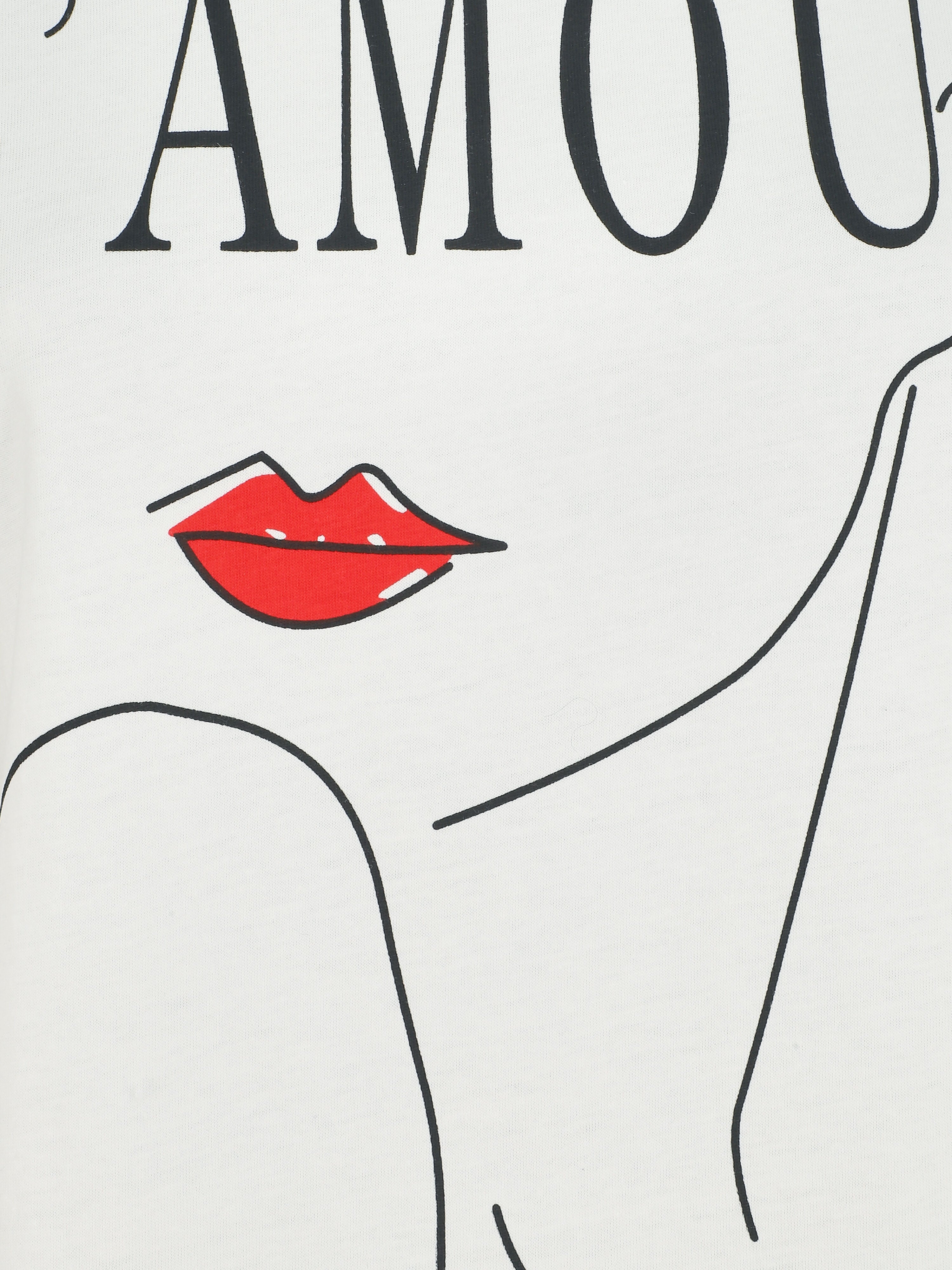 T-shirt à manches courtes imprimé à flocage amour - Blanc - 3
