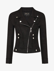Veste en suédine style perfecto - Noir - 1