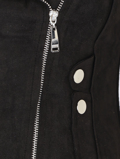 Veste en suédine style perfecto - Noir - 3
