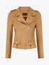 Veste en suédine style perfecto à zip - Camel clair - 1