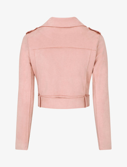Veste courte en suédine style perfecto - Rose - 2