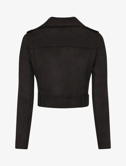 Veste courte en suédine style perfecto - Noir - 2
