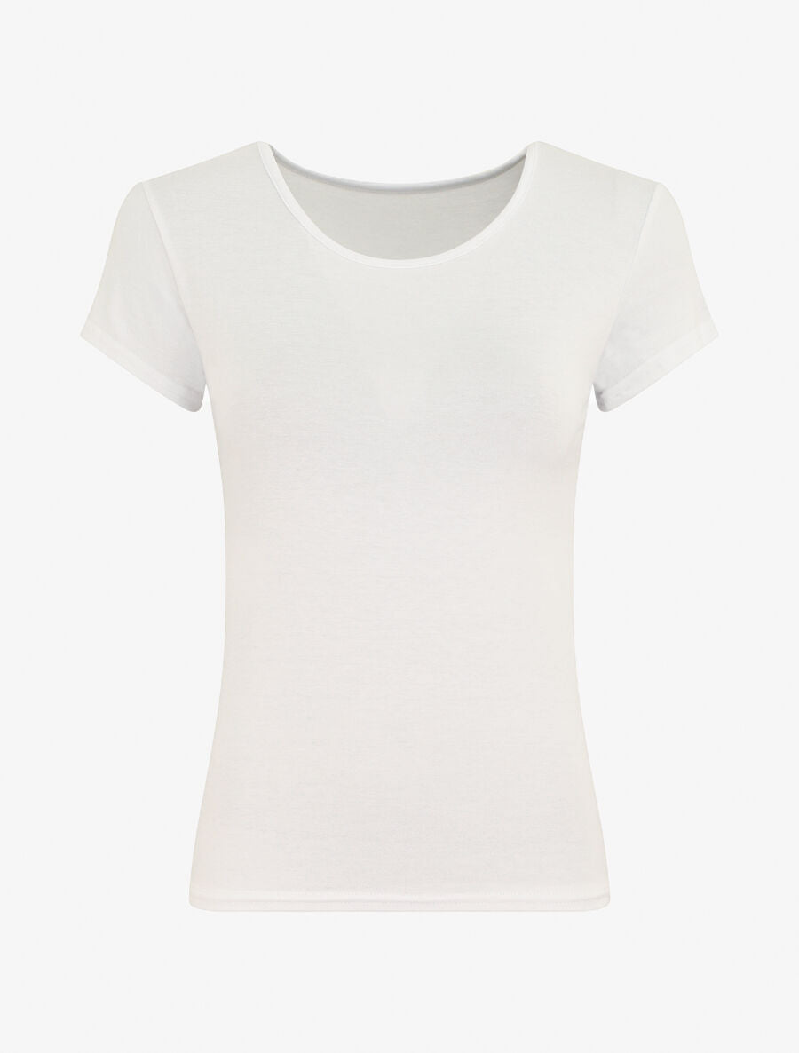 T-shirt ajusté manches courtes uni - Blanc - 4