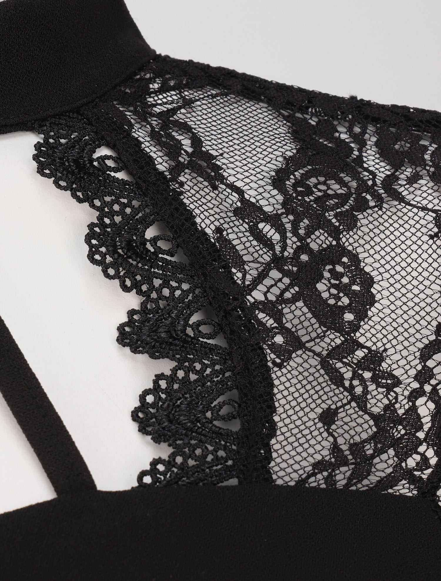 Body bi-matière à décolleté en coeur - Noir - 3