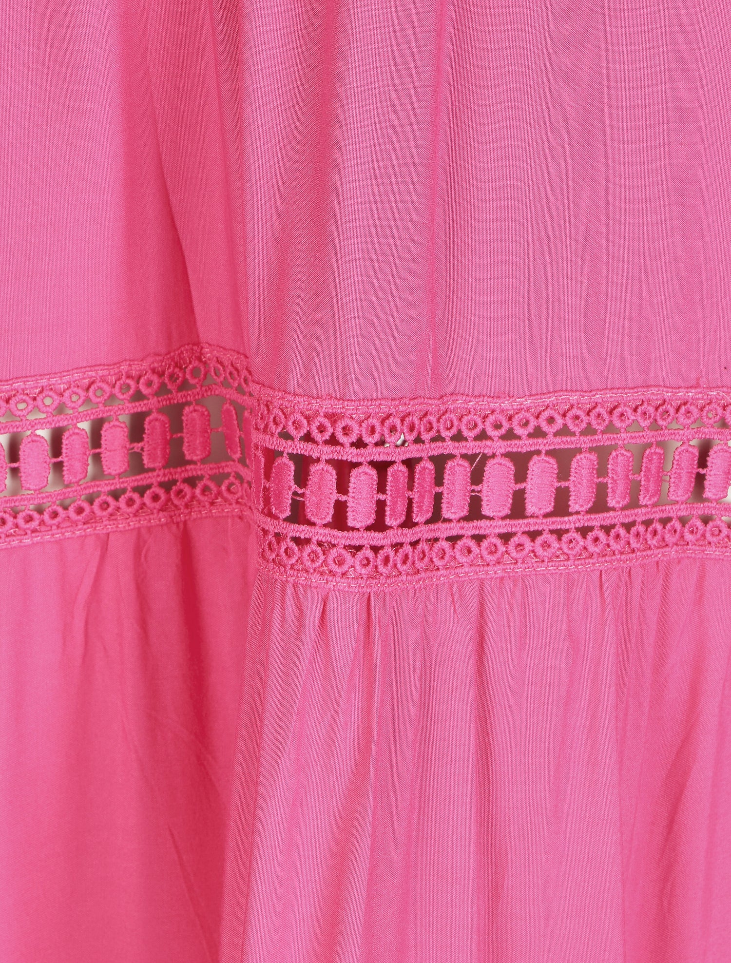Robe longue unie à taille élastiquée - Fushia - 4