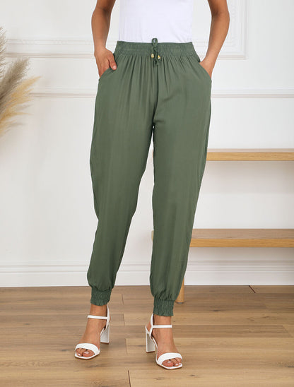 Pantalon fluide style sarrouel - Kaki - 3