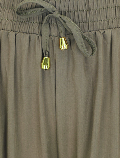Pantalon fluide coupe droite taille haute - Kaki - 3