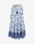 Jupe longue élastiquée imprimé fleuri - Bleu - 1