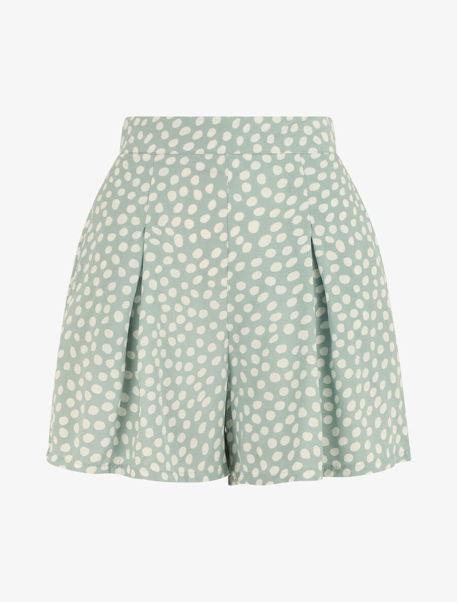Short à pois taille haute évasé - Vert d&