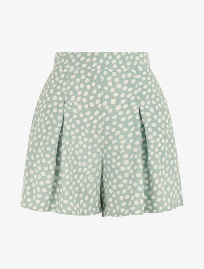 Short à pois taille haute évasé - Vert d&