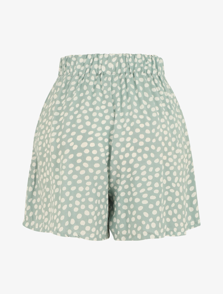 Short à pois taille haute évasé - Vert d&
