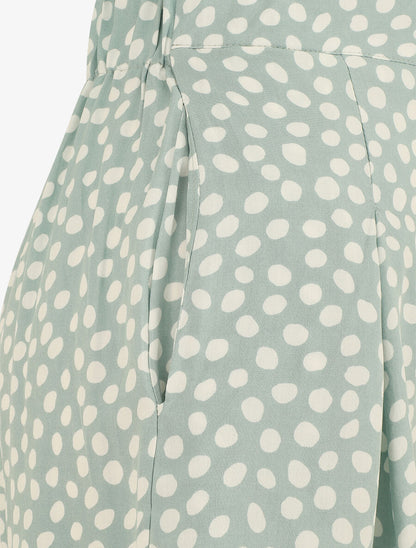 Short à pois taille haute évasé - Vert d&