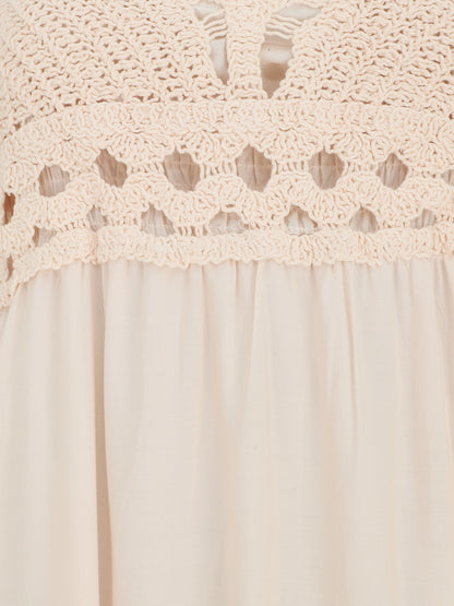 Robe longue dos-nu et broderies - Rose clair - 4