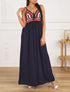 Robe longue à buste brodé - Marine - 1