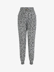 Pantalon ample imprimé fleuri - Noir - 1