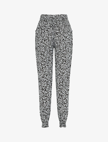 Pantalon ample imprimé fleuri - Noir - 2