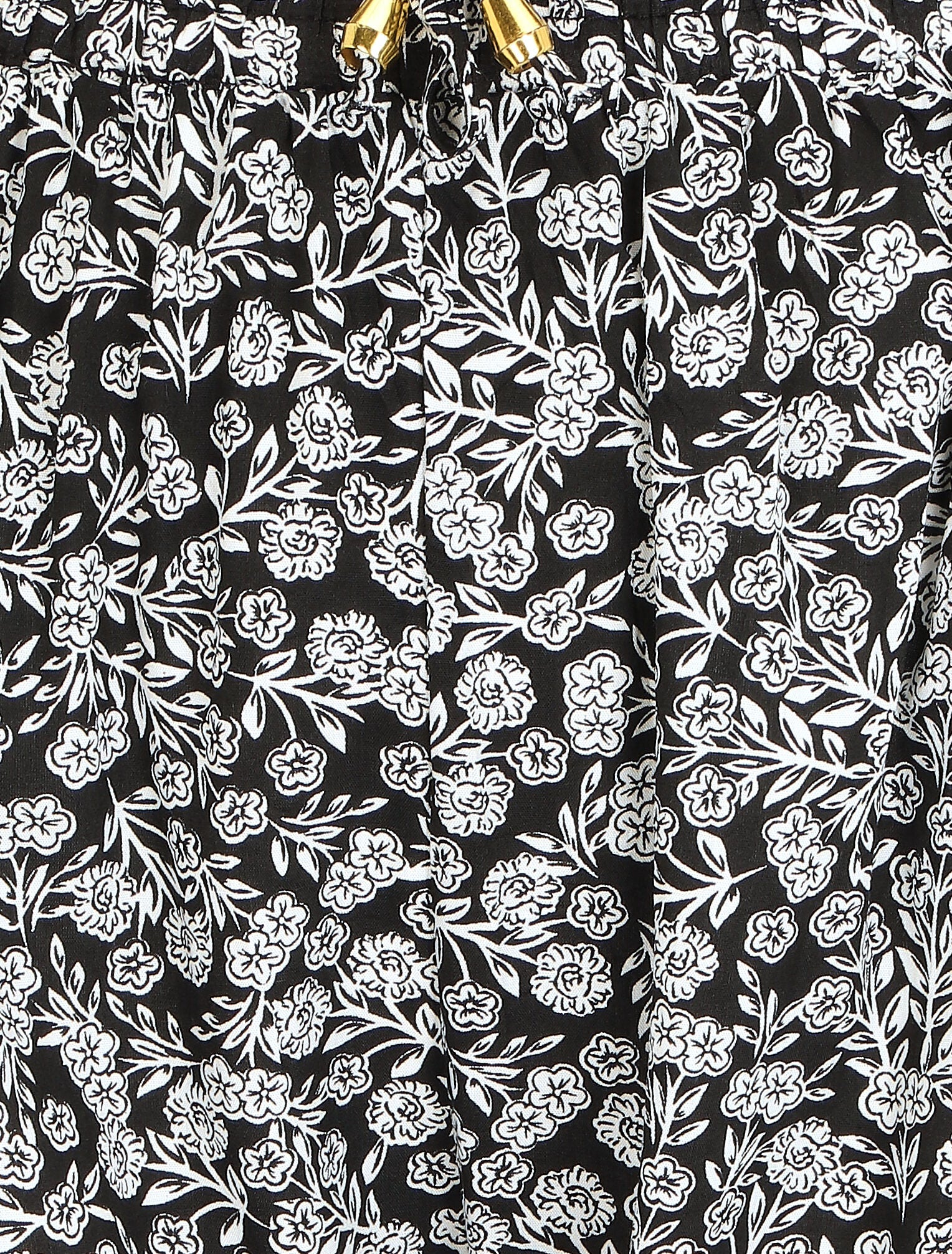 Pantalon ample imprimé fleuri - Noir - 3