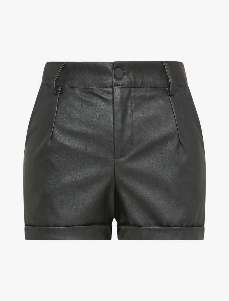 Short en simili à revers - Noir - 4